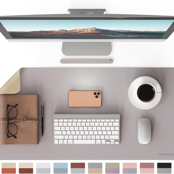 Double-Sided Two-Tone Faux Leather Desk mat Desktop Organization and Accessories - Picture 1 of 8